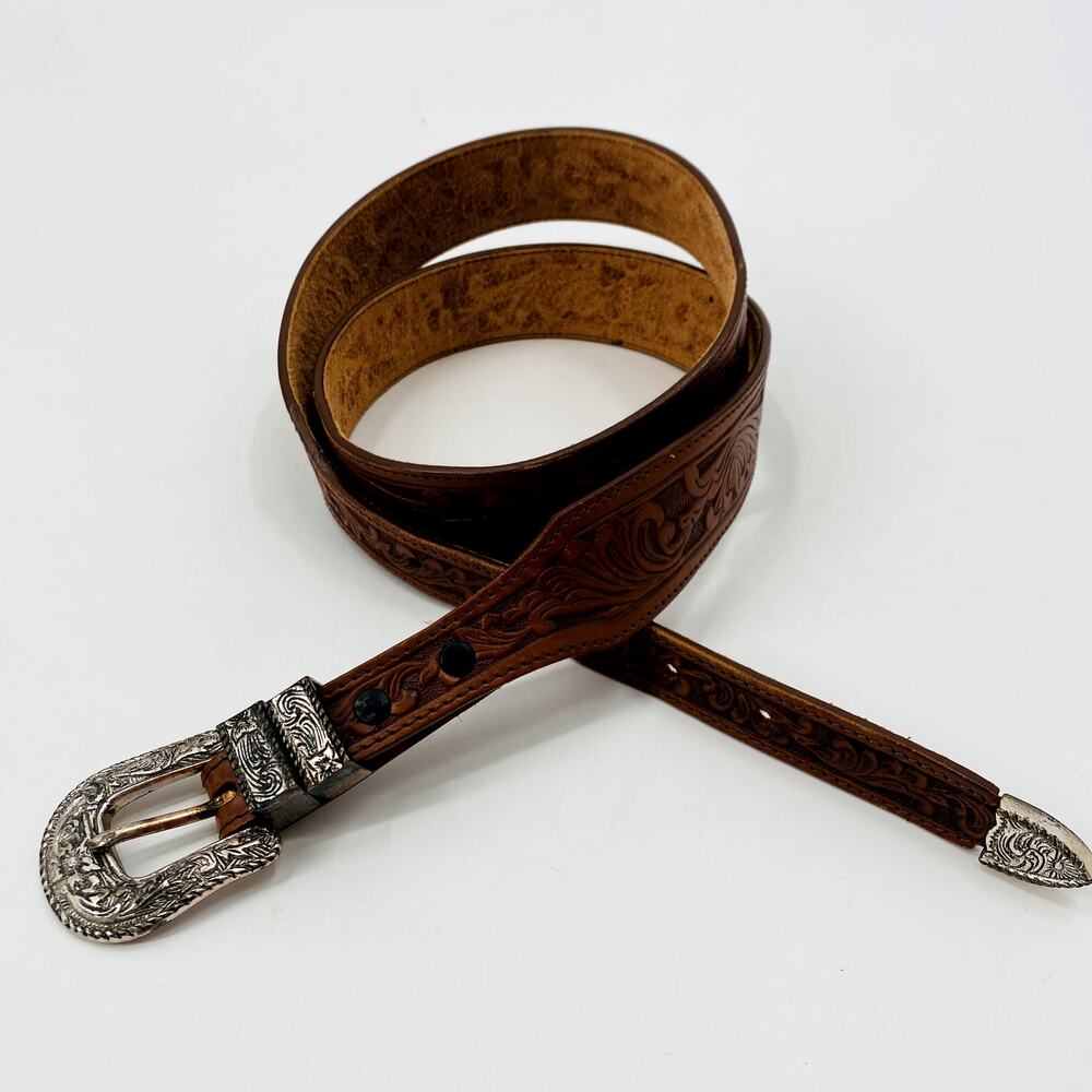 Vintage Justin 1991 Leather Western brown Belt